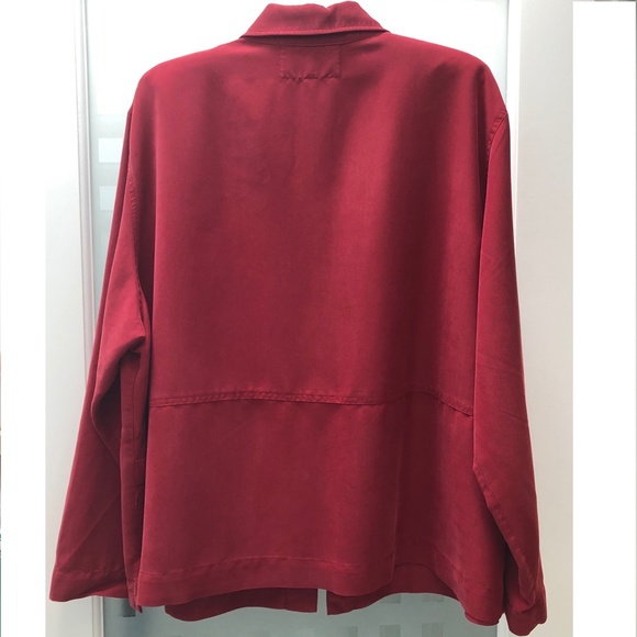 ๐HP๐ HSZ STUDIO WOMAN Tencel Maxi Skirt Set + Jacket 2 Pc Red Vintage 2X - Picture 3 of 13